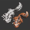 Game Movie Dragon Character Figurines With Striped Tiger And Black White Patterns