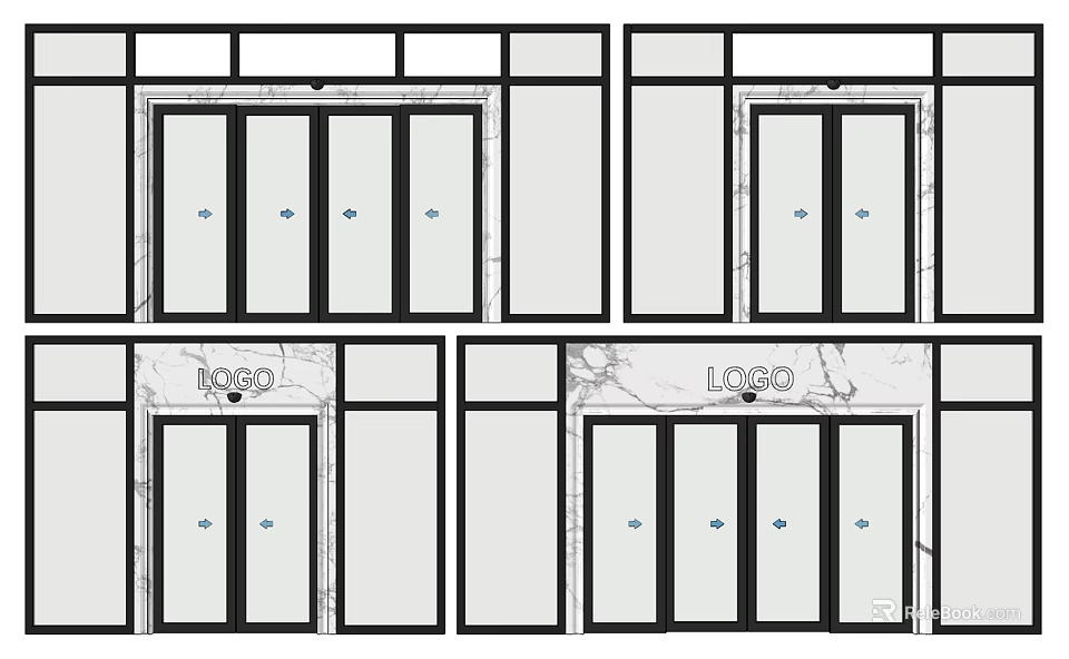 Modern Four Door Panel Design With Marble Texture And Logo 3d model 