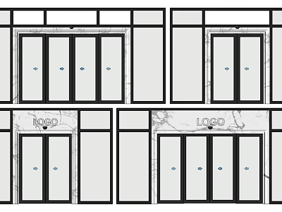 Modern Four Door Panel Design With Marble Texture And Logo 3d model