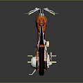 Orange Chopper Motorcycle With Black Seat Long Fork And Reflection