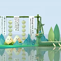 Dragon Boat Themed Photo Spot With Bamboo Frames Scrolls Lanterns Zongzi Dolls And Mountain Decor