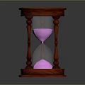 Red Wooden Hourglass Design With Pink Sand And Elegant Frame Structure