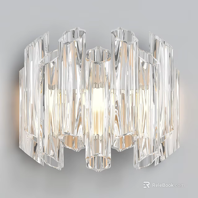Transparent Crystal Wall Sconce With Columnar Design And Illuminated Light Effect 3d model 