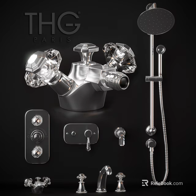 Modern Chrome Shower System With Handheld Sprayer Rainfall Top And Control Knobs 3d model 
