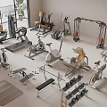 Diverse Fitness Equipment In Indoor Gym Featuring Treadmills Exercise Bikes Barbells And Yoga Mats