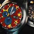 Luxury Chronometer Watch With Red Dial Star Patterns And Mechanical Movement