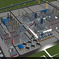 Industrial Factory Building Exterior With Metal Structures Rooftop Equipment And Steel Frames