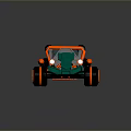 Green Toy Car With Open Top Design Orange Wheels Black Accents And Headlights