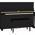 Black Yamaha Upright Piano With Matching Stool For Music Enthusiasts