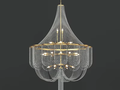 Luxurious Crystal Chandelier With Gold Frame And Hanging Crystal Design For Modern Interiors 3d model