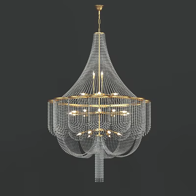 Luxurious Crystal Chandelier With Gold Frame And Hanging Crystal Design For Modern Interiors 3d model