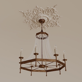 American Crystal Candle Chandelier 3d model