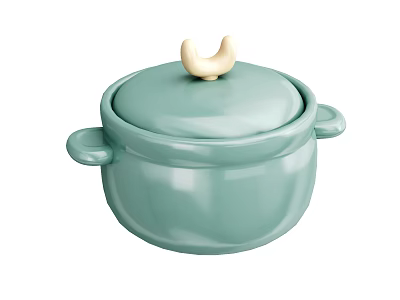 Light Green Pot Shaped Decorative Ornament Set With Lid And Cashew Handle 3d model