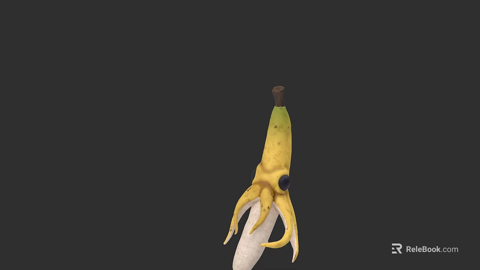 Yellow Aquatic Animal With White Tentacles And Brown Head Structure 3d model 