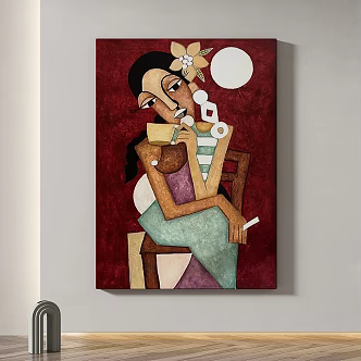 Modern minimalist abstract decorative painting 3d model