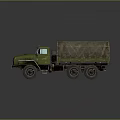 Green Military Truck With Canvas Covered Cargo Bed And Transport Features