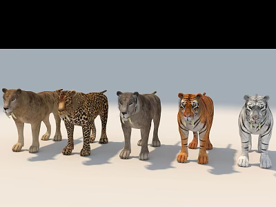 Various Reptile Models Showcasing Different Species In Natural Postures 3d model