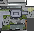 Traditional Chinese Courtyard Garden Design With Circular Archway Stone Pavement And Water Feature