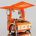 Orange Mobile Premium Bakery Cart With Displayed Baked Goods Drawers And Wheels