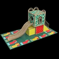Children's Play Structure With Slide Playhouse Steps And Colorful Floor Mat