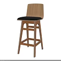 Wooden Frame Bar Stool With Black Padded Seat And High Back Design