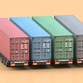 Industrial Container Trailers With Various Colors Lined Up As Heavy Duty Transport Equipment