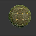 Ancient Spherical Throwing Weapon With Stone Plates And Golden Metal Rivets 3d model