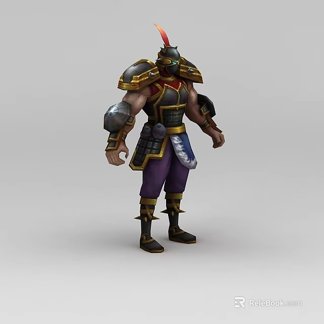 Inflatable Ancient Warrior Armor Model With Decorative Helmet And Purple Pants 3d model