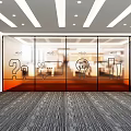 Modern Innovation Lab Space With Glass Partition Walls Icons Light Bulb And Gray Carpet