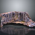 Wooden Stone Rock Landscape with Natural Texture and Green Vegetation Details
