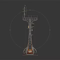 Steel Lighting Tower Structure With Multiple Lights Platform Metal Frame And Support Base 3d model