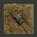 Orange and Black Military Vehicle Model with Dirt Terrain and Grass Elements