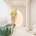 Modern Balcony Cream Balcony 3d model
