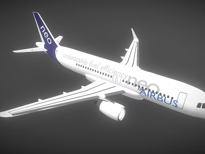 Airbus Fuel Efficient Undelivered Airliner With Tail 100 Logo Exterior Design 3d model