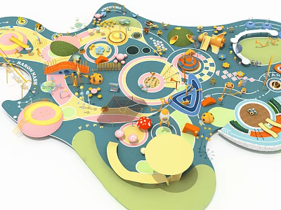 Kids Playground Design With Colorful Slides Climbing Structures And Interactive Elements 3d model
