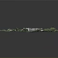 Stone and Wood Crafted Miniature Landscape with Circular Structure and Green Areas