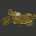 Vintage Silver And Red Motorcycle With Brown Seat And Retro Design