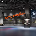 Modern Fitness Studio Interior With Dynamedia Logo And Stylish Display Stand