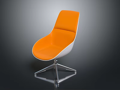 Modern Orange Chair With White Frame And Sleek Metal Base Design 3d model