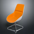 Modern Orange Chair With White Frame And Sleek Metal Base Design