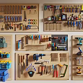 Organized Hardware Tools On Wall Mounted Pegboards With Wrenches Screwdrivers Hammers And Toolboxes 3d model