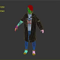 Futuristic Game Movie Character With Mechanical Arm Grey Coat X Symbol And Orange Shoes