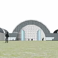 Modern Museum Building With Arched Design Large Glass Windows And Stone Exterior