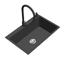 Black Single Bowl Kitchen Sink With Modern Faucet And Sleek Design
