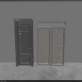 Modern Dark Gray and White Swing Doors with Glass Panel Patterns in Minimalist Space