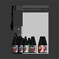 Black Beverage Machine With White Nutrition Display Cabinet And Colorful Small Bottles