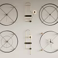 Modern Minimalist Wall Mounted Clocks With Circular And Geometric Metal Frames 3d model