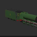 Green Cartoon Train With Smiling Face Black Red Details And Wheels