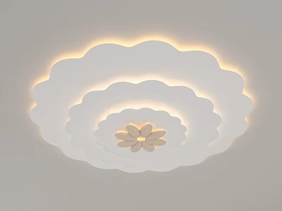 Modern Cloud Shaped Ceiling Light with Layered Structure and Small Flower Decoration Soft Lighting Design 3d model