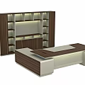 Modern Office Desk With Wooden Top White Cabinet And Storage Shelves